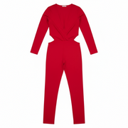 Jade cutout backless jumpsuit - red