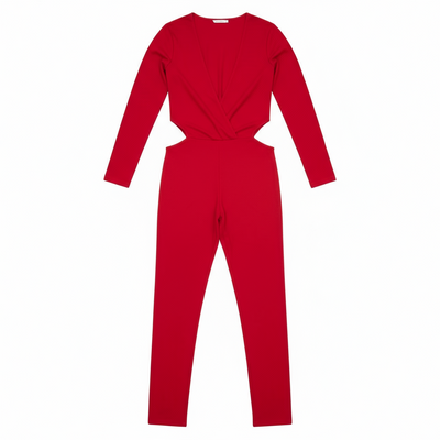 Jade cutout backless jumpsuit - red