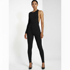 Nikol one shoulder backless jumpsuit - black