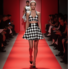 CHECKMATE PANEL CROCHET SKIRT