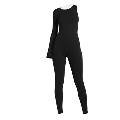 Nikol one shoulder backless jumpsuit - black