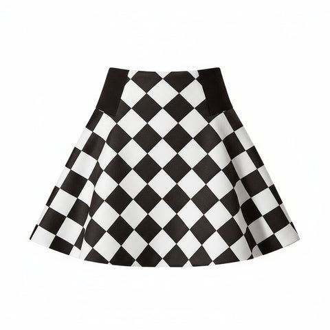 CHECKMATE PANEL CROCHET SKIRT