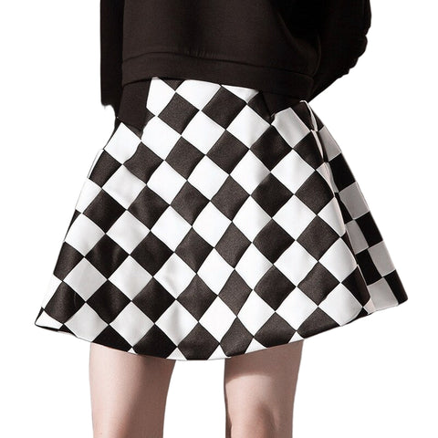 CHECKMATE PANEL CROCHET SKIRT