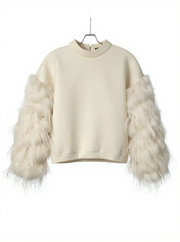 Nik Spruill AIR SPACE OFF WHITE TOP featuring fluffy sleeves showcasing the latest fashion. Product image front view