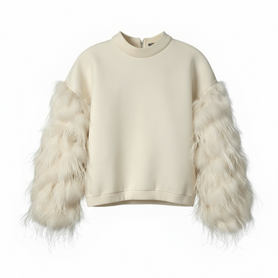 Nik Spruill AIR SPACE OFF WHITE TOP featuring fluffy sleeves showcasing the latest fashion. Product image front view
