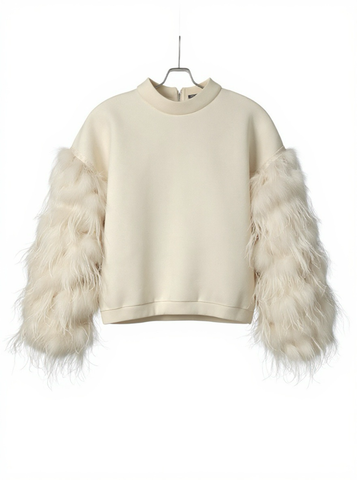Nik Spruill AIR SPACE OFF WHITE TOP featuring fluffy sleeves showcasing the latest fashion. Product image front view