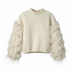 Nik Spruill AIR SPACE OFF WHITE TOP featuring fluffy sleeves showcasing the latest fashion. Product image front view