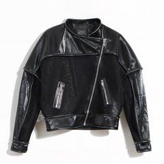 product photo, motorcycle jacket, eel skin leather jacket, Nik Spruill, exotic material leather jacket