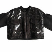 Black textured jacket on a white background
