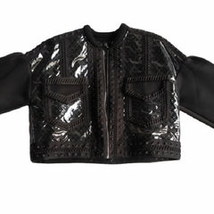 Black textured jacket on a white background