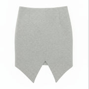 Nik Spruill grey neoprene V slit skirt