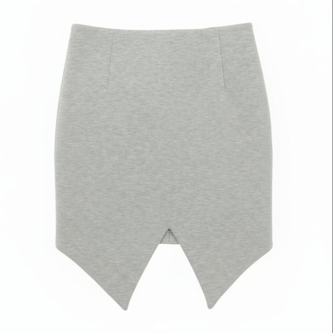 Nik Spruill grey neoprene V slit skirt