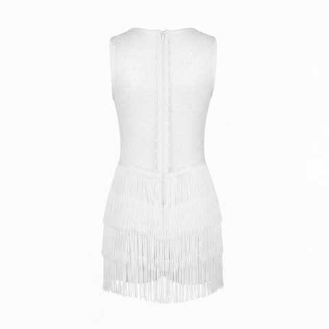 Lauren fringe romper - white