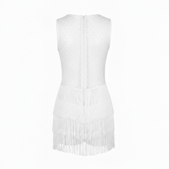Lauren fringe romper - white