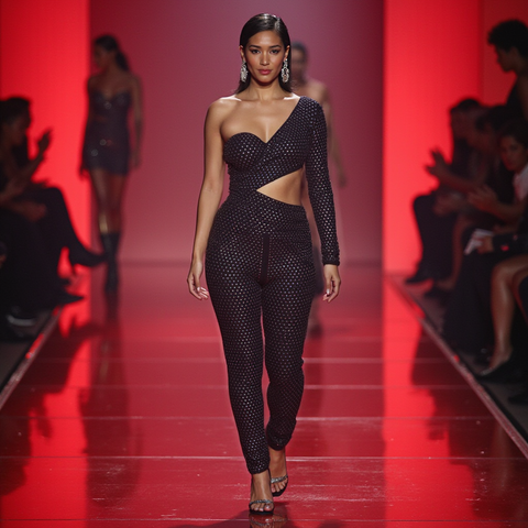 Spotlight One Shoulder Jumpsuit - Black