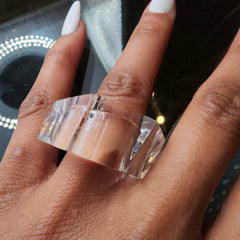 A close up of Nik Spruill's hand with a ZENUS ring on it.
