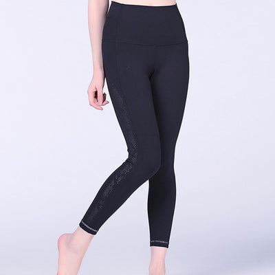 REFLECTION HIGH WAIST BLACK LASER CUT BREATHABLE LEGGING at Moves Athletix