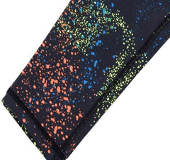 A black CONSTELLATION LEGGING with colorful spots on it by iYoga.
