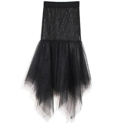 A Nik Spruill NIKKI 6 tulle midi skirt - black on a white background.