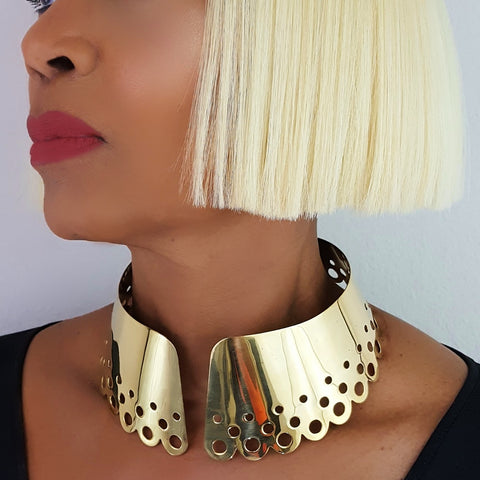 A close up of a person wearing a Nik Spruill DAHOMEY necklace.