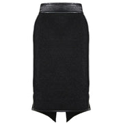 A Nik Spruill Freedom exotic leather midi skirt on a white background.