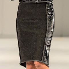 A close up of a woman's Nik Spruill shoes on a runway.