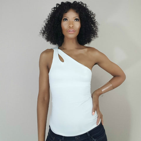 Nicole Spruill, Supermodel, fashion designer, one shoulder tank, yoga, Moves Athletix.