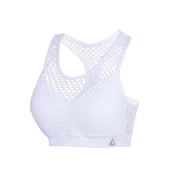 A YOU ARE THE ONE CROP WHITE sports bra with mesh detailing by YABEI X Nik Spruill.